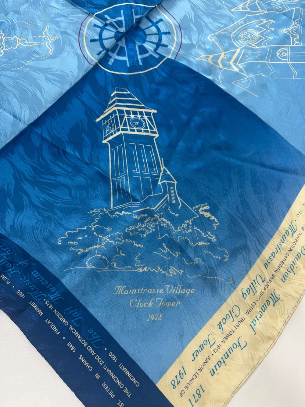 Blue Architectural Print Silk Square Scarf